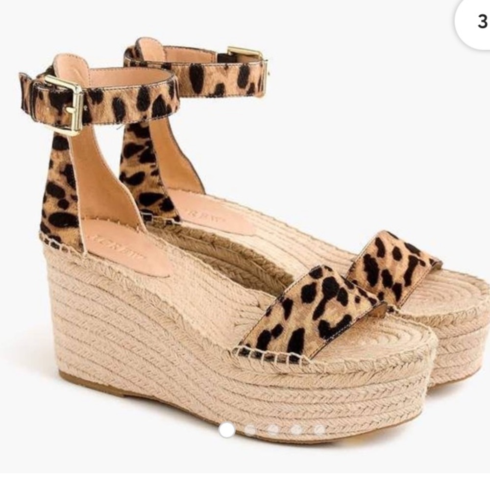 NWOT J. Crew Leopard Platform Espadrille Wedges